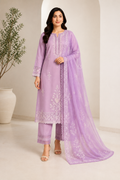 Lavender Elegance Embroidered 3-Piece Ladies Suit